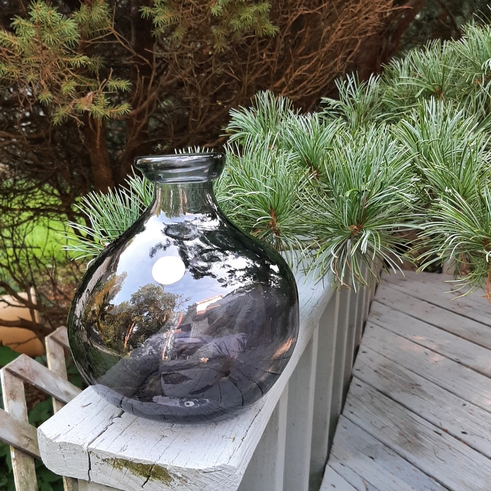 Vidrios San Miguel 7" Recycled Glass Handmade Balloon Vase Smoke Gray